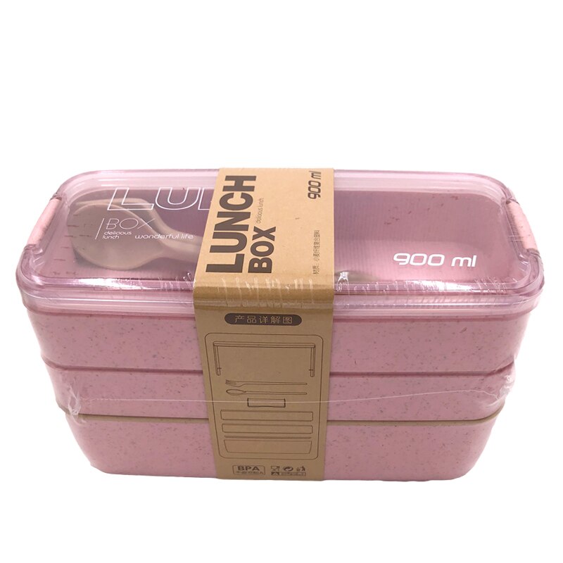 Bpa gratis baby mad opbevaring fodring madkasse mad container boks bærbar børn studerende madkasse bento container stabelbar kasse: Lyserød