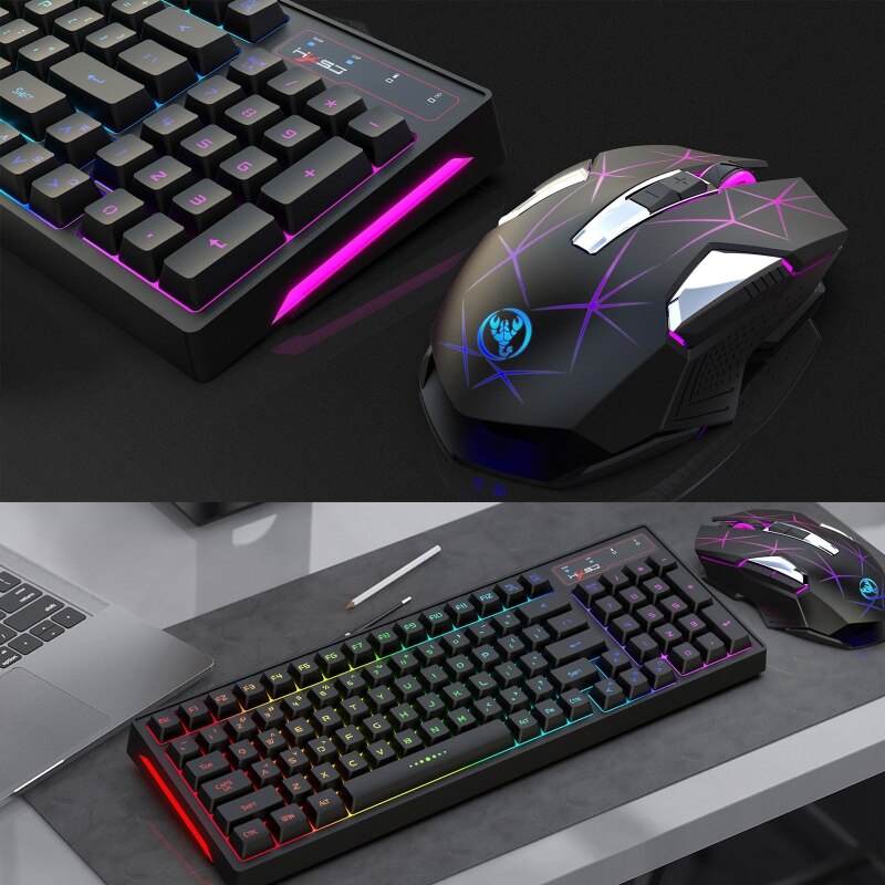 2.4G Wireless Keyboard and Mouse Sets Gaming Keyboard Mouse RGB with Numeric Keypad RGB Backlight