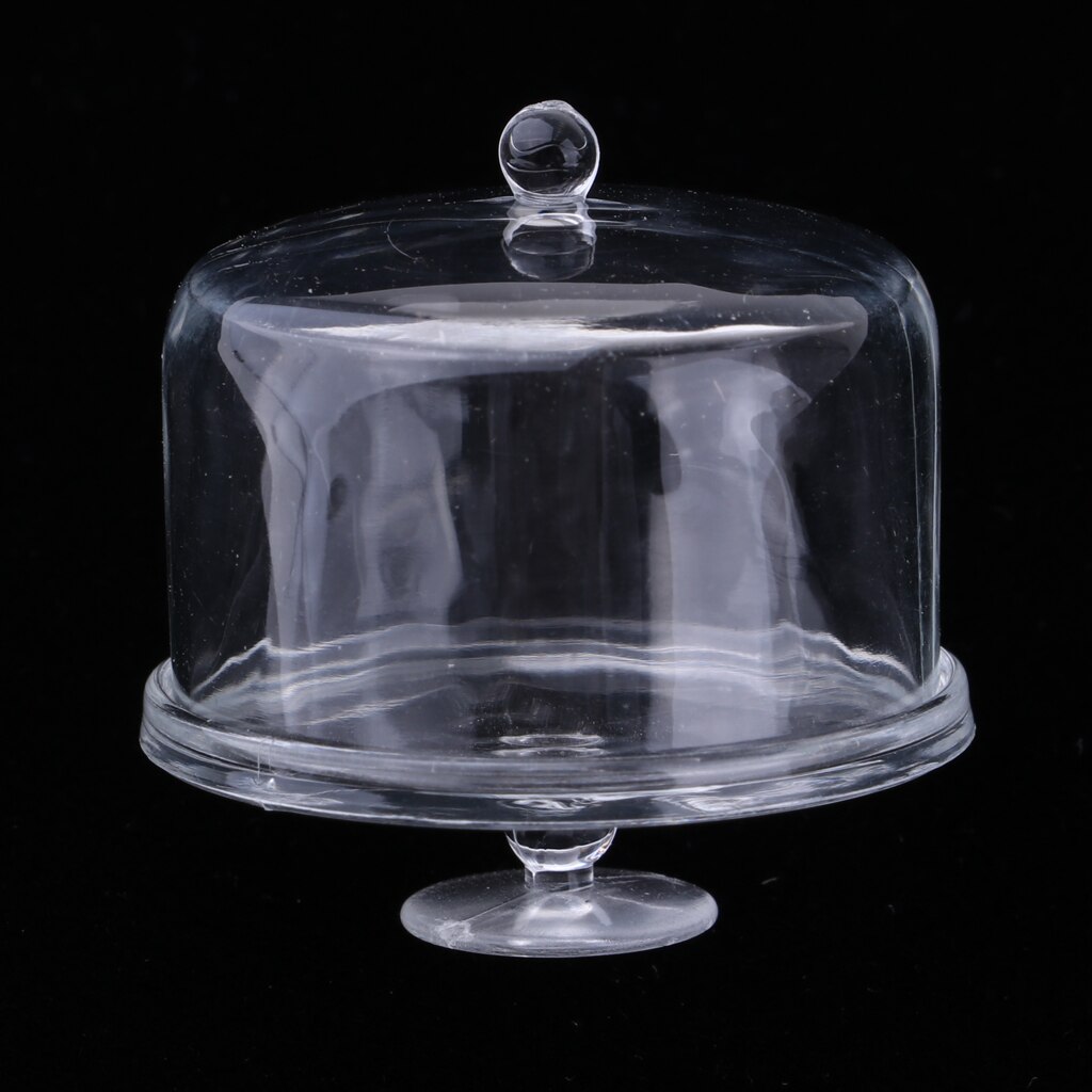 1/12 Cake Plate Tray With Cover Transparent Cake Fruit Dessert Kit Cake Trays with Cover Dollhouse Cake Plates Stand