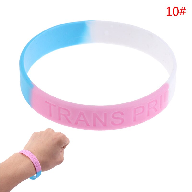 10 soorten unisex lgbt regenboog letters sport polsbandje gay lesbische pride siliconen rubber polsbandje armband feest parade