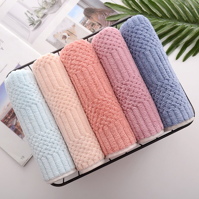 5 Stks/partij Coral Fleece Gezicht Handdoek Sneldrogend Microfiber Handdoeken Super Absorberende Badhanddoek Voor Volwassen Zachte Badkamer Badstof Handdoeken