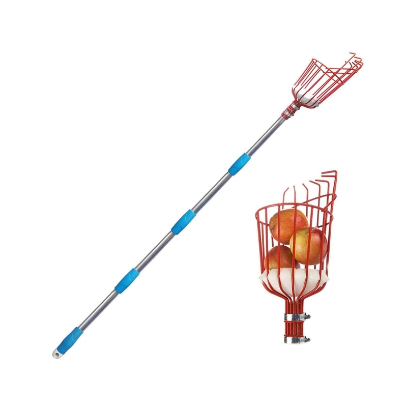 Detachable Stainless Steel Handle High Altitude Fruit Picker with Large Basket