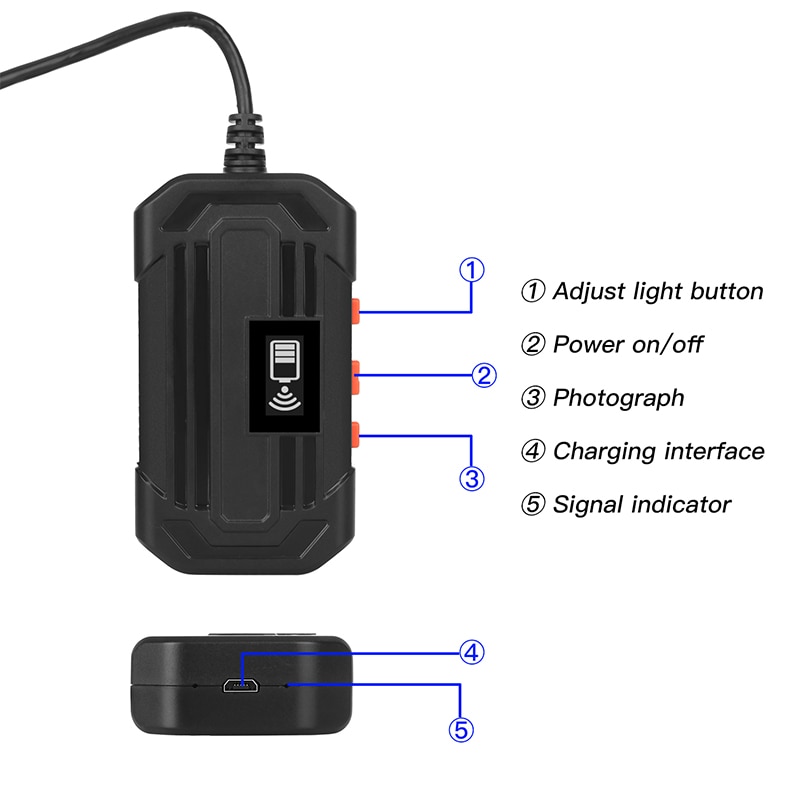 Endoscopio de inspección Industrial F240 3,9mm Sn HD 1080P 6 LEDs IP67 Cámara boroscopio impermeable (Cable de 5M)