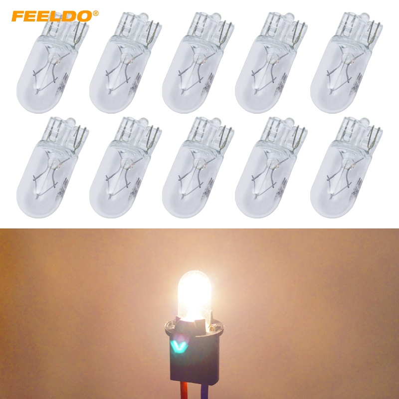 FEELDO 10 stks Warm Wit Auto T10 168 192 Wedge 12 v 5 w Halogeenlamp Externe Halogeenlamp Vervanging dashboard Lamp Licht