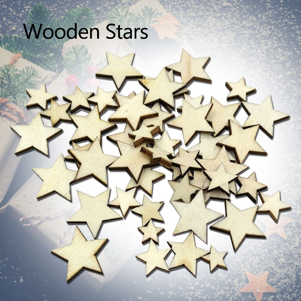 Suministros decorativos de mezcla de tamaños hechos a mano, de estrellas de madera con grafiti, adornos artesanales DIY, botones de Scrapbooking, peso ligero