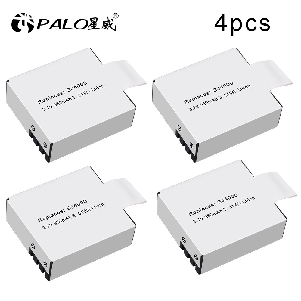 PALO PG1050 SJ4000 PG900 Battery For SJCAM SJ5000 SJ6000 SJ8000 M10 EKEN 4K H8 H9 GIT-LB101 GIT Battery: 4pcs battery