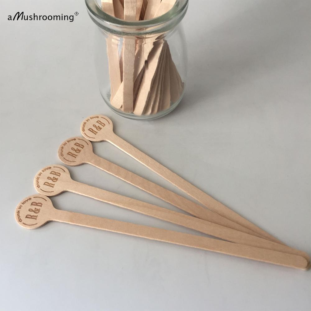 100 Pcs Drunk In Love Gegraveerde Wedding Drinken Roerstokjes Met Initialen Cocktail Swizzle Stirrers Thuis Bar Pub Drank Stirrer