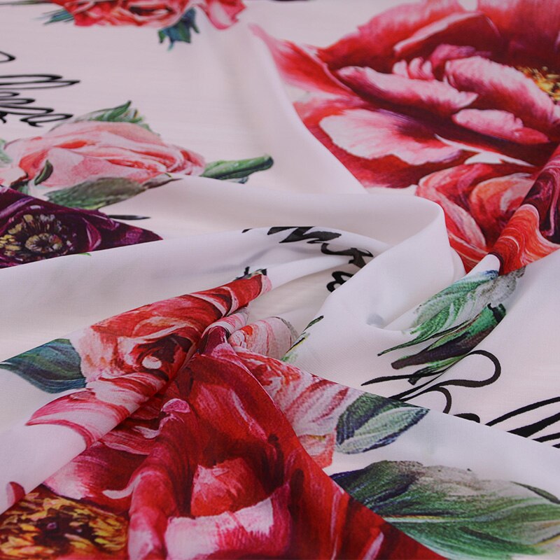 Grote bloem brief gedrukt chiffon stof, zachte chiffon dunne stof voor jurk, lange strand jurk chiffon kleding tissue stof