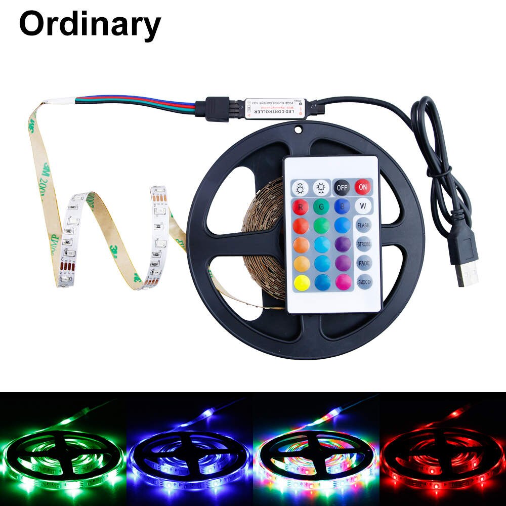 WENNI RGB tira LED USB TV tira de luces LED a prueba de agua cinta de luz LED Flexible 5V lámpara de decoración Ambilight sesgo de iluminación: Ordinary / 2m 120leds