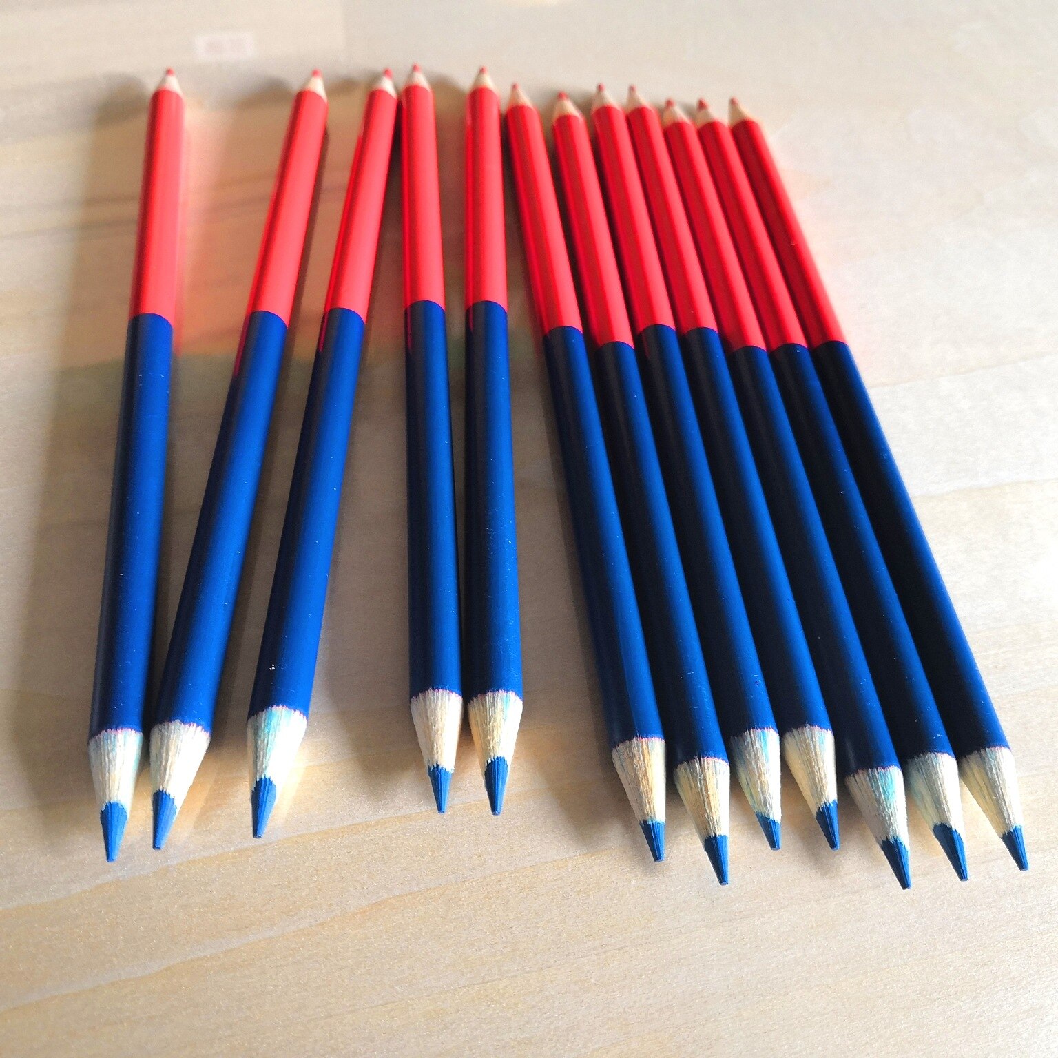 12 Stks/set Creatieve Rood En Blauw Double-Ended Potloden Hoge Concentratie Potlood Student Model Bouw Houtbewerking Marker Pen