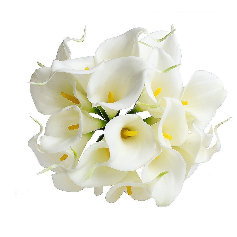 13 "kunstig calla lilje bryllupsbuketbuket latex (hvid , 20 stk) - hvid