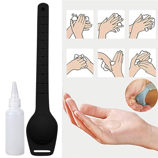 Ny hånd rengøring gel genopfyldelig armbånd dispenser 12-13ml kapacitet bærbare små klemmer justerbare