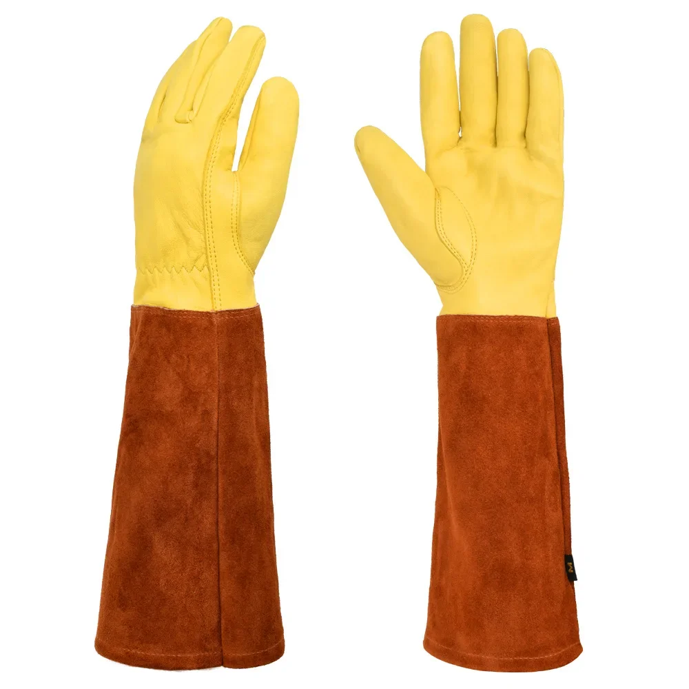 2 Stück Leder atmungsaktive Stulpenhandschuhe Rosenschnitt Langarmhandschuhe für Männer und Frauen Bester Gartenhandschuh Gartengeschenke: verrotten / L