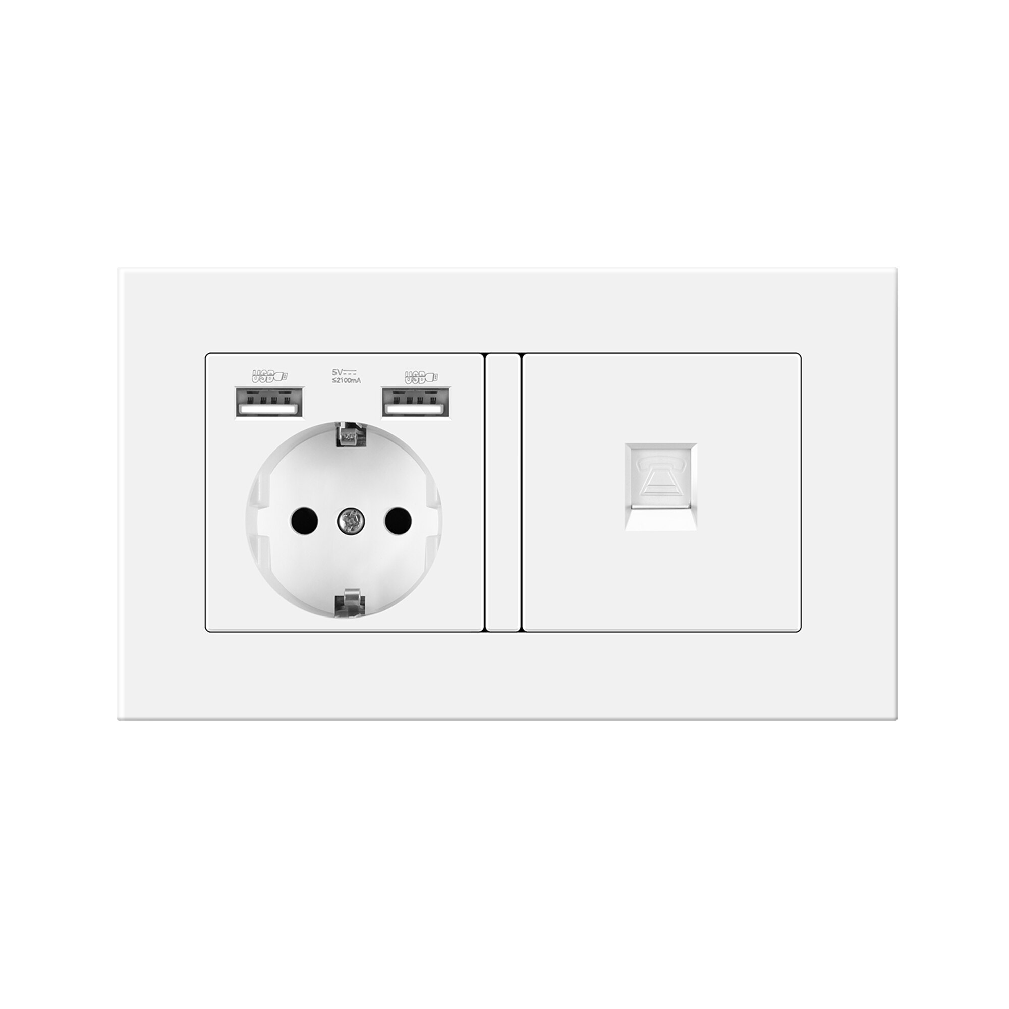 Germany Standard home Wall Power Socket With DIY socket RJ45 switch TV computer Retardant PC panel 146*86mm Electricity outlet: Socketphone