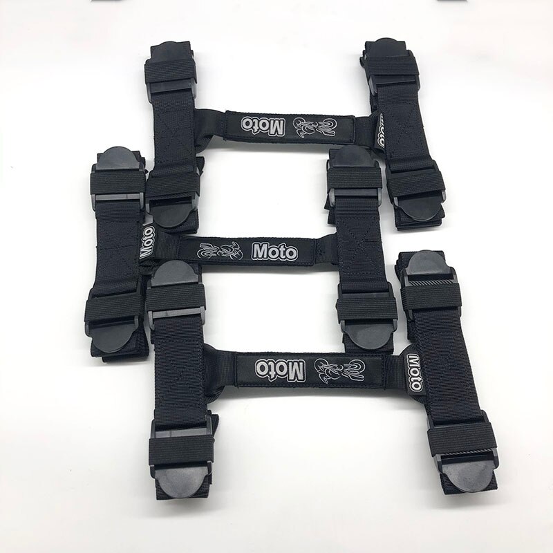 Universal motorcycle tail box binding with luggage rope strapping with side box handle with three boxes and four corner handles