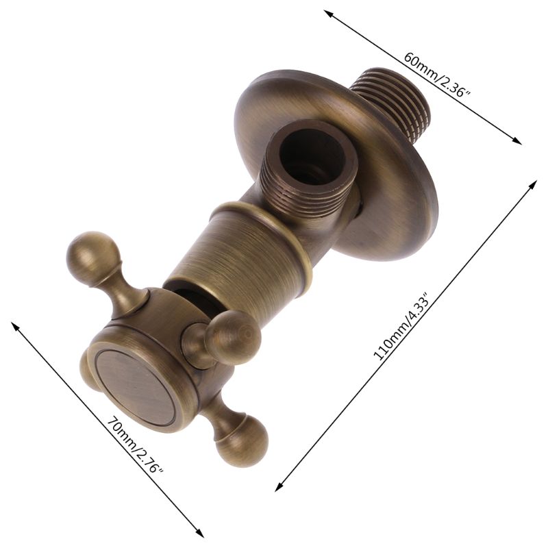 Valve Antique Brass Triangle Valve 1/2" Male Thread Water Control Valves Bathroom Angle Stop Valve
