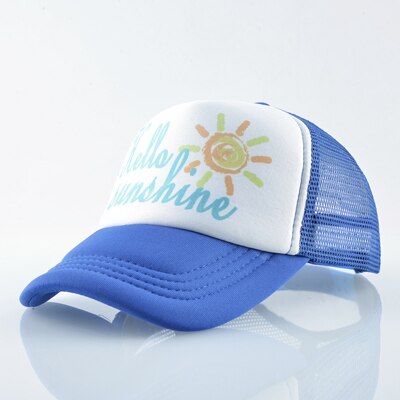 Tqmsmy Hello Sunshine Kinderen Zonnehoed Koele Jongen Baseball Hoed Cap Meisje Trucker Hoeden Kind Snapback Hoeden Kids Caps TMA40: BLUE2