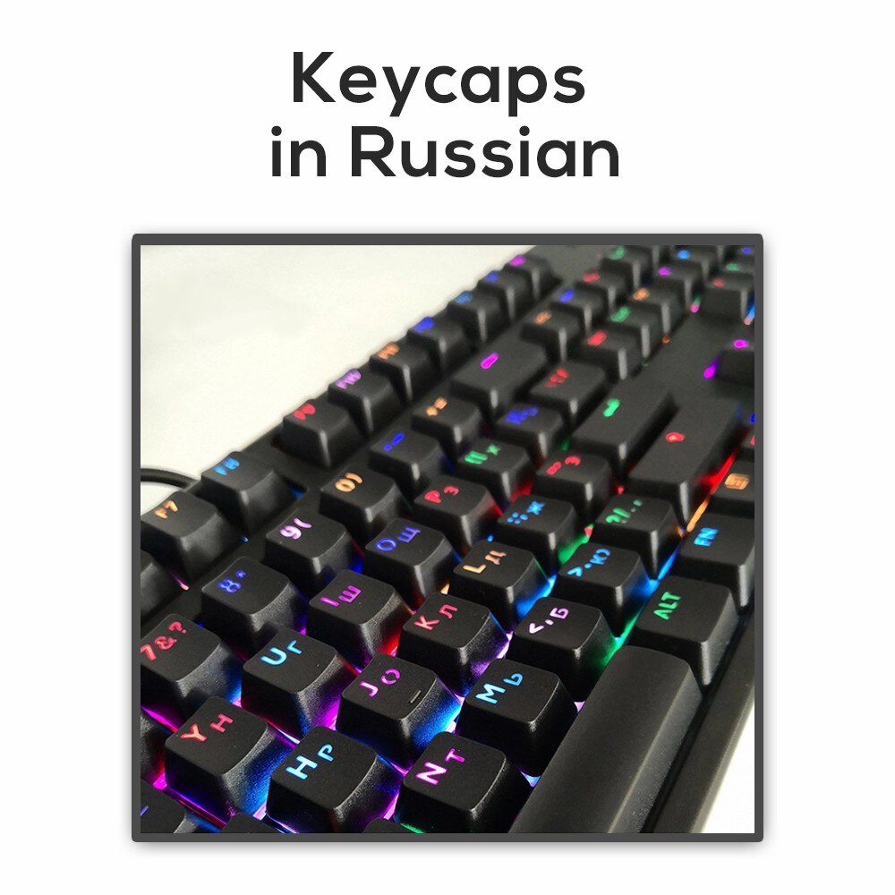 104 Key Korean Full Set 106 Russian Backlit Keycap For Cherry MX Wired Keyboard Accessories Match Cap Backlight Black White ABS: Russian balck 106