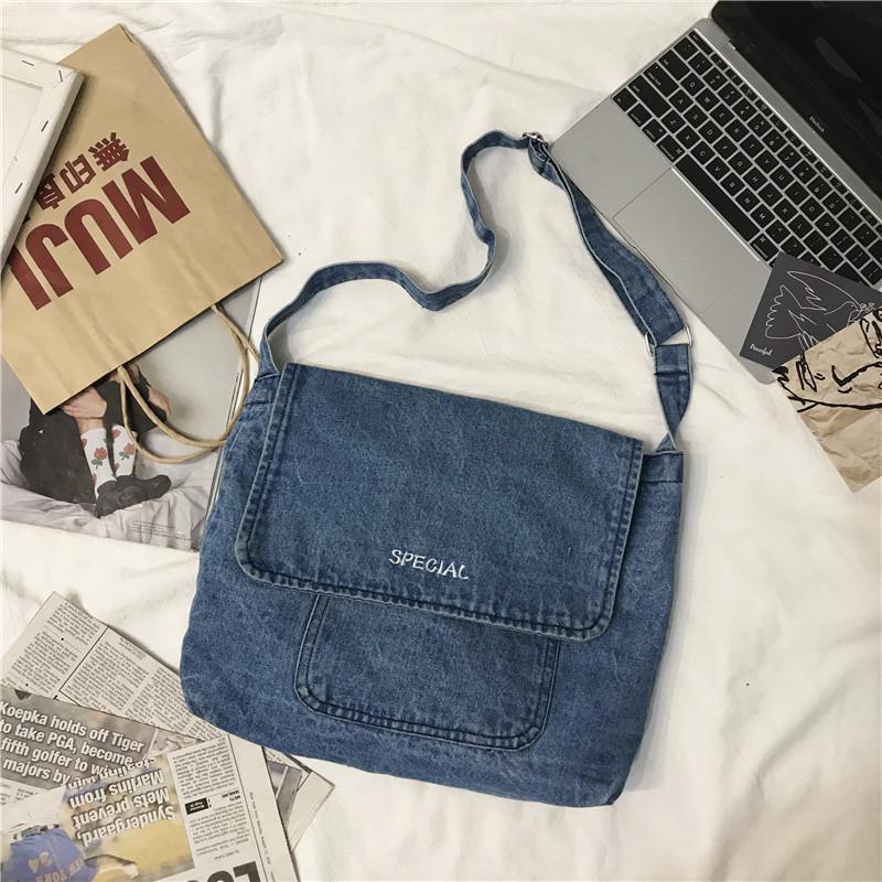 Mochilas escolares de para mujer , Bandolera vaquera para mujer, bolsa cruzada de gran capacidad para mujer, Bandolera: Blue
