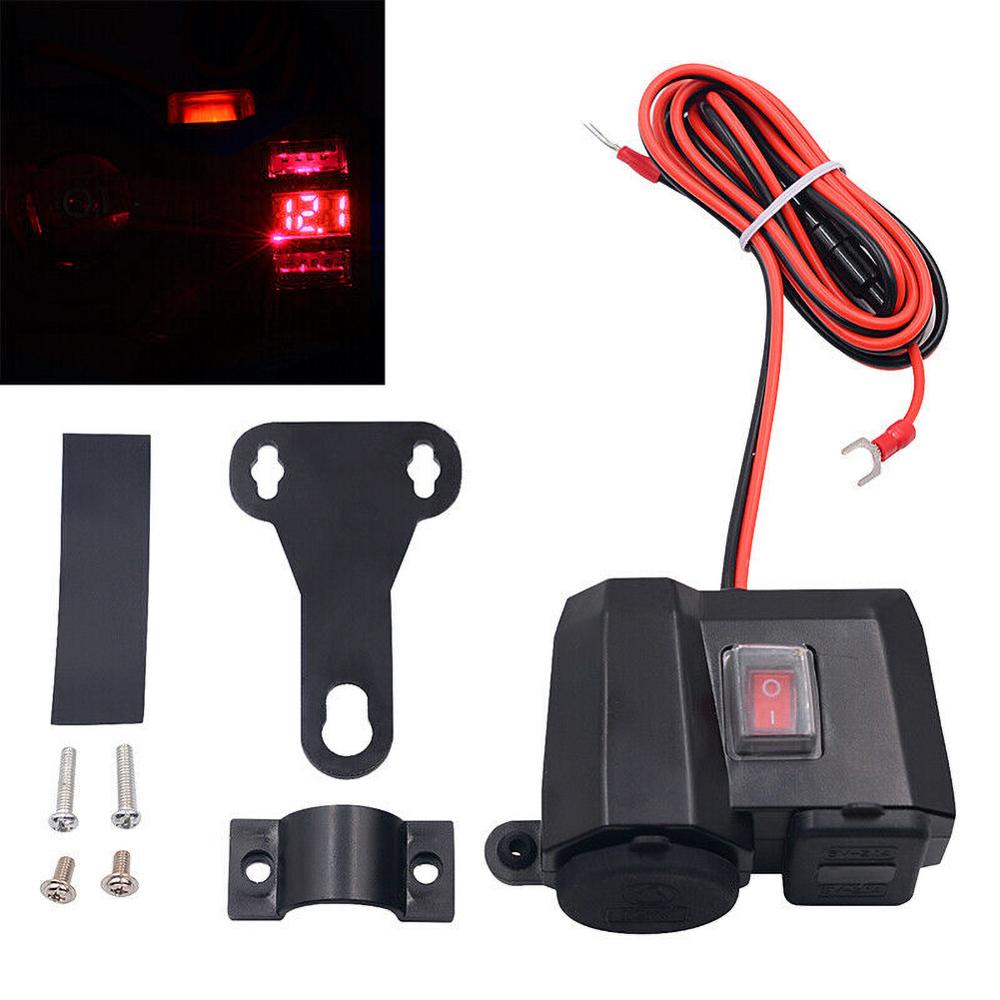 Moottoripyörän usb -laturi, jossa led -volttimittari, vedenpitävä 12v/24v moottoripyörän savukkeensytyttimen pistorasia kaksois -usb -laturi puhelin