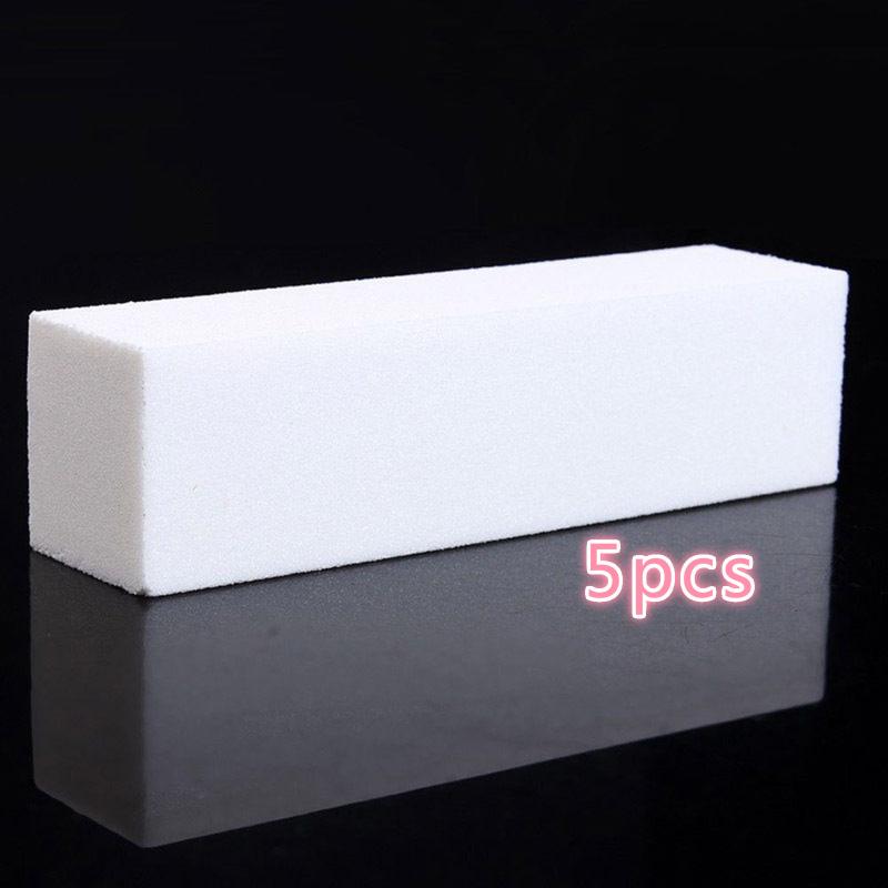 Lima de uñas blanca con esponja, decoración artística de Lima para uñas, lijado, pulido y pedicura: 5pcs