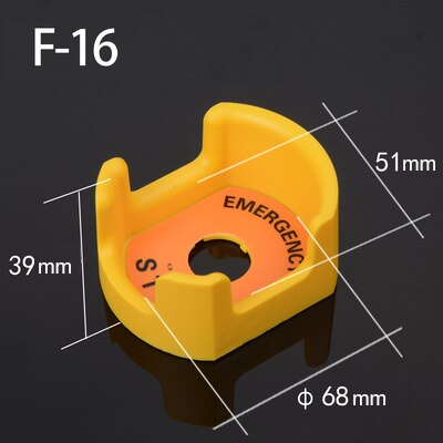 22mm/25mm/30mm Emergency stop button switch protective cover Protective seat with warning sign: 25mm / F-16