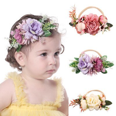 Leuke Baby Bloemen Parel Hoofdband Chiffon Haarbanden Voor Kinderen Meisjes Hoofddeksels Leuke Hoofdbanden Diamant Haarbanden Fotografie