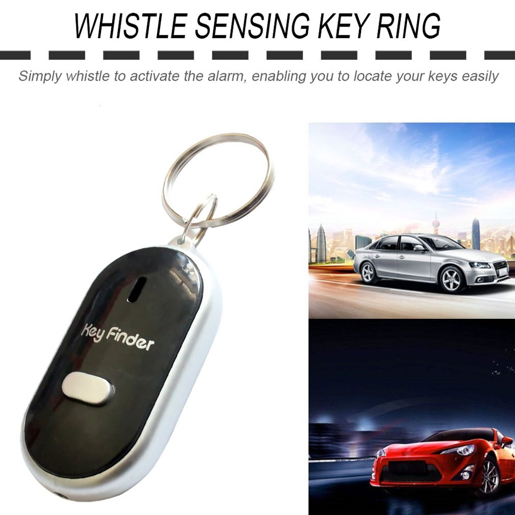 Mini Whistle Anti Lost KeyFinder Alarm Wallet Pet Tracker Smart Flashing Beeping Remote Locator Keychain Tracer Key Finder + LED