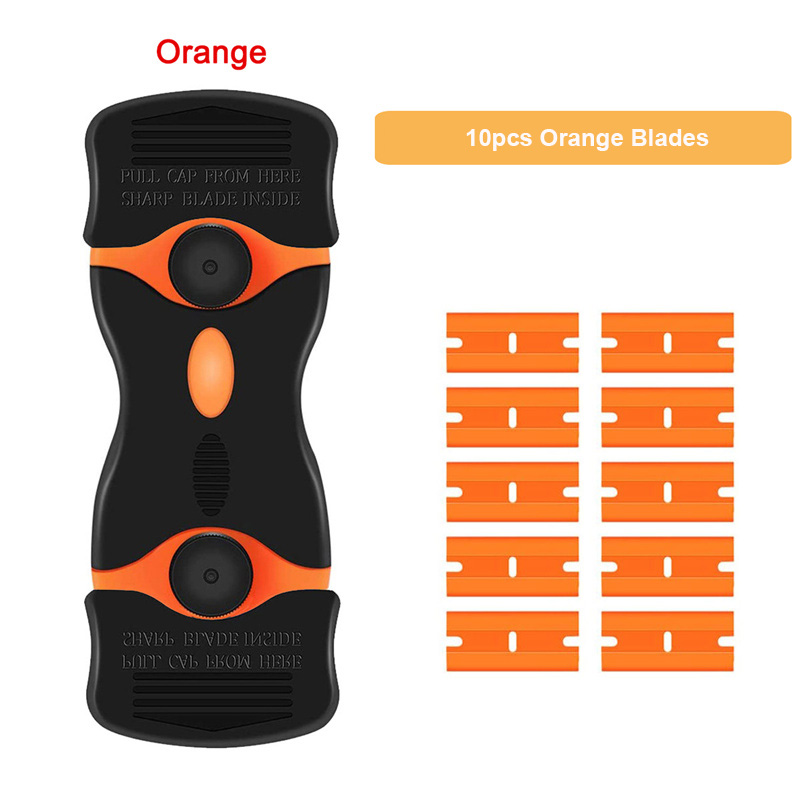 Window Glass Sticker Cleaning Razor Scraper Ceramic Razor Blades Car Tint Oven Vinyl Wrap Glue Squeegee Remover Cleaner Tool: Gold