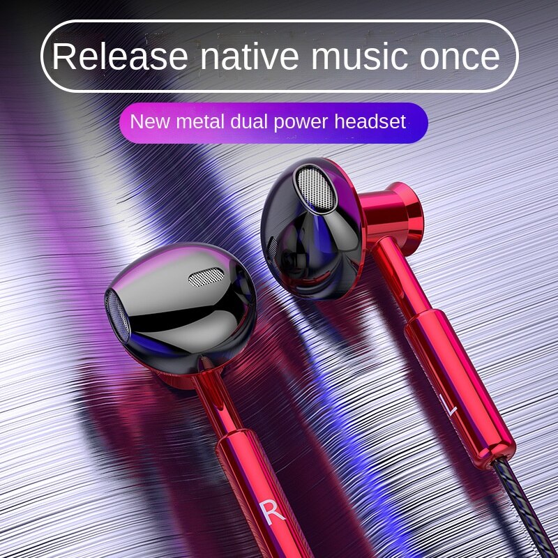 Genuine Metal Wire Controlled Tuning Wired Headset 3.5mm Round Hole Headset Cute Earphones Headphone Wired Earbuds