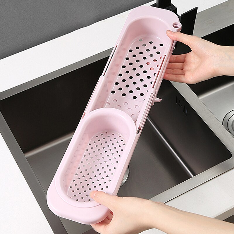 Versenkbare Ablauf Korb Waschbecken Gestell Teleskop Abfluss Gestell Filter Speisereste Ablauf Korb Geschirr Tuch Lagerung Küche Werkzeuge: Stil A Rosa