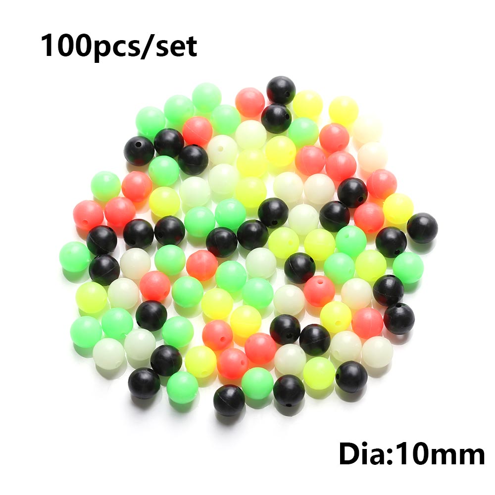 100PCS Mixed Color Round Fishing Cross Beads Double Pearl Floats Ball PE Plastic Stoppers Carp Fishing Tackle Acces: 10mm