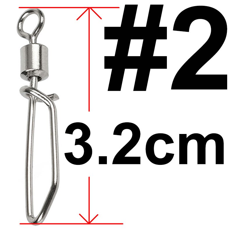 Conector de pesca giratorio de rodamiento de acero inoxidable, accesorios giratorios de pesca, anzuelo de señuelo, aparejos, 20 piezas: 2