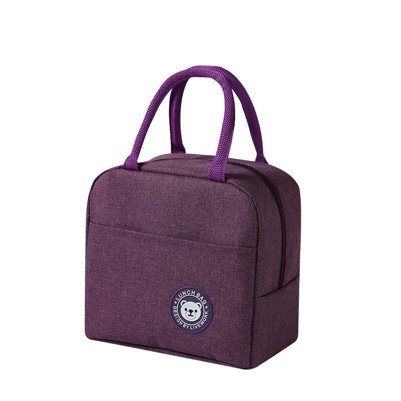 PatPat Functional Pattern Waterproof Lunch Box Portable Insulated Canvas Lunch Bag Food Picnic Lunch Bag Kids Women: Deep Magenta