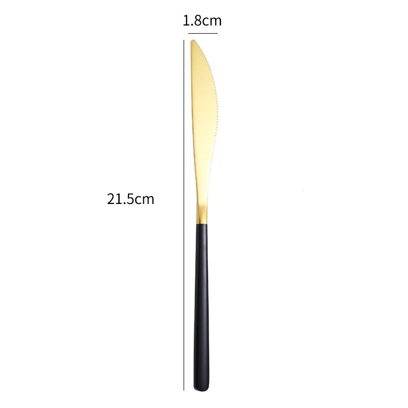 Flat Handle Stainless Steel Steak Knife Butter Marmalade Knives Cheese Blades Beautiful Tableware Kitchen Accessories: Black Gold