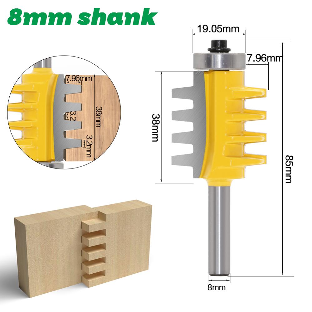 1Pc 1/4 "6Mm 8Mm 6.35Mm Schacht Frees Houtsnijwerk Rail Omkeerbare Vinger Gezamenlijke Lijm router Bit Kegel Tenon Houtbewerking