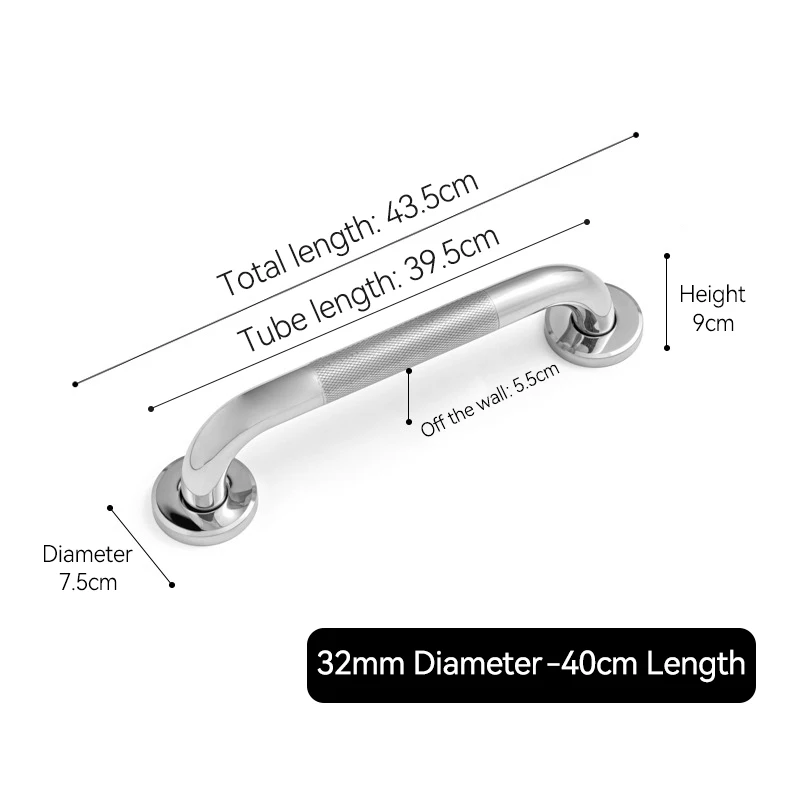 Stainless Steel Grab Bar Anti Slip Shower Safety Support Handle Bathroom Tub Toilet Handrail Prevent Falls Bathroom Fixture: Light Grey