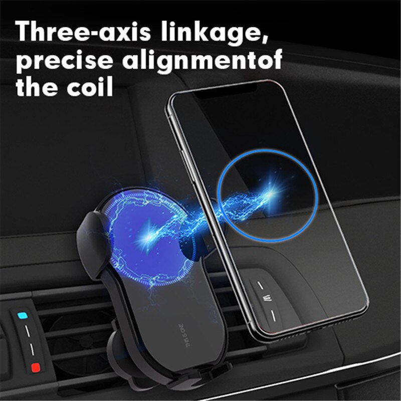 15W Qi Auto Draadloze Opladen Mobiele Telefoon Houder Zwaartekracht Infrarood Sensor Houder Auto Sensor Vastklemmen Air Vent Telefoon Beugel
