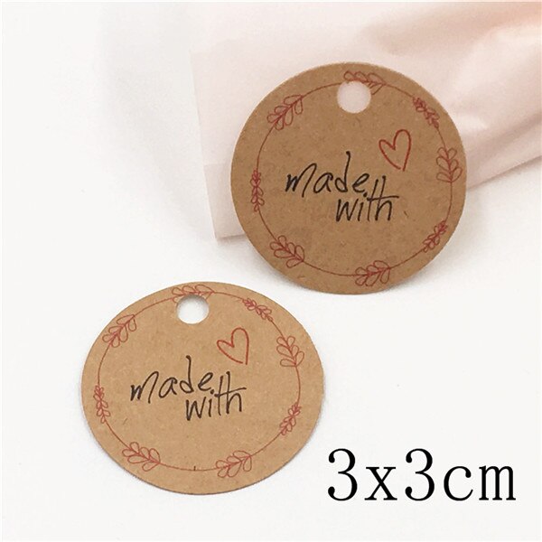 50 Stuks 3Cm Ronde Kledingstuk Kleine Papieren Etiketten Verpakking Decoratie Liefde Papieren Kaart Prijs Hang Tag: brown1