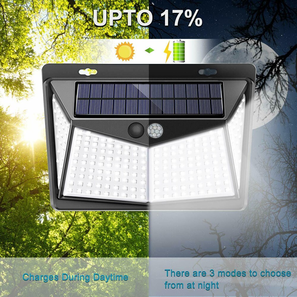 Luces LED de energía Solar para decoración de jardín, lámpara de pared con Sensor de movimiento PIR, Panel Solar impermeable para exteriores, luz de calle, 208