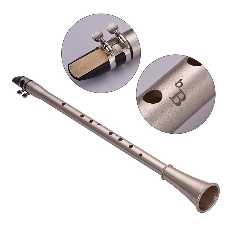 Mini enkel klarinet sax kompakt klarinet-saxofon abs materiale musikalsk blæseinstrument til begyndere med bærepose