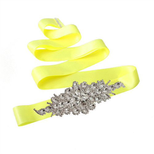 Rhinestone Beaded Women's Belt Wedding Belt Accessories Bride Bridesmaid Bridal Sashes Belts For Evening Party Prom Gown Dress: YELLOW