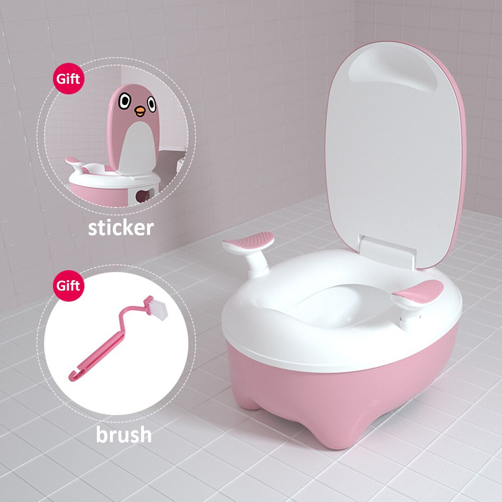 Draagbare Breder Kinderpotje Wc Zetel Zachte Kinderen Potty Kind Pot Training Kids Stoel Wc-bril Veilig Pp Materiaal: Penguin Pink