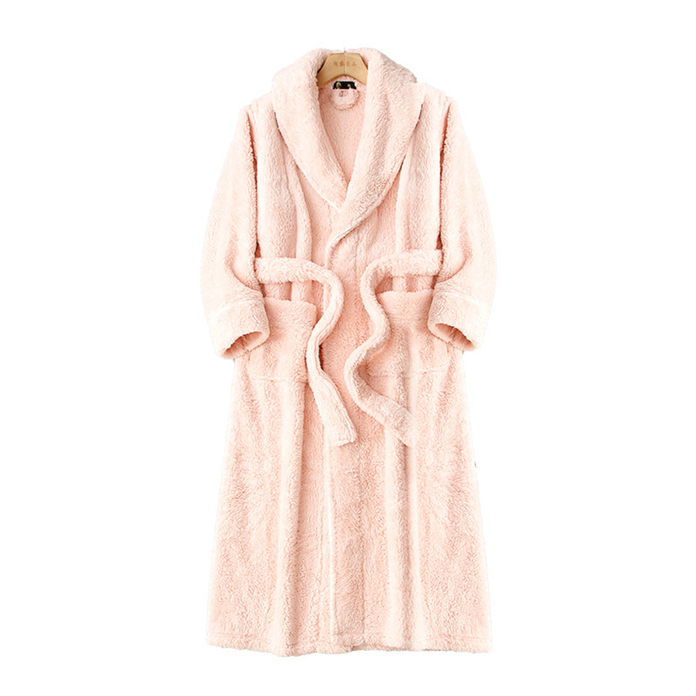 Flanell nattøy høst vinter varm nattkjole morgenkåpe langermet belte korall fløyel loungewear morgenkåpe: Xl / Mørk grå