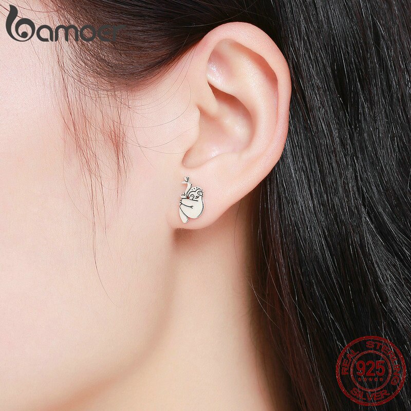 BAMOER 100% 925 Sterling Silber SchöNe Trägheit Ebene Kleine Zucht Ohrringe für Frauen Sterling Silber Schmuck S925 SCE327