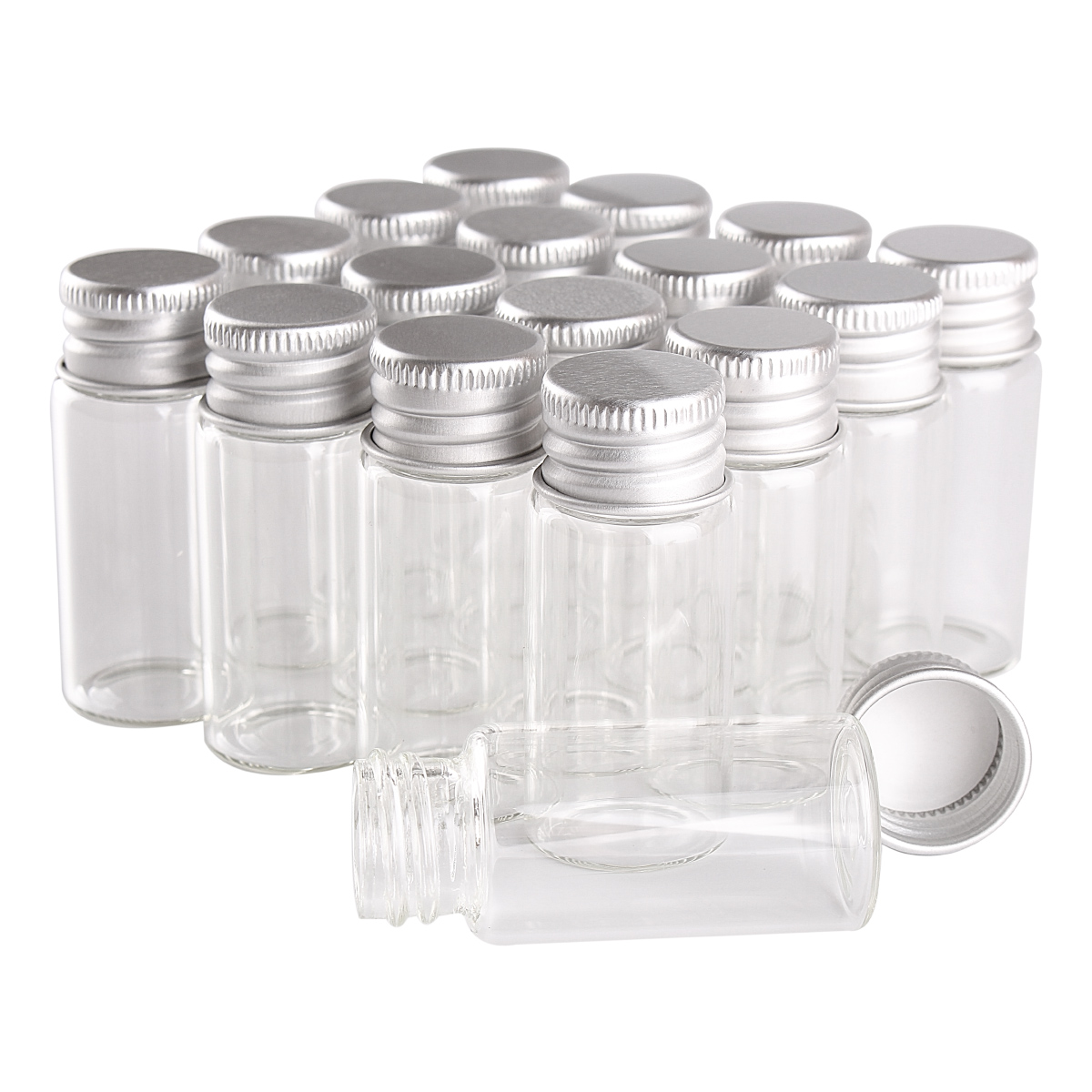 48pcs 10ml 22*50mm Transparent Glass Bottles with Aluminium Caps 10ml Glass bottle Tiny Vials DIY Crafts