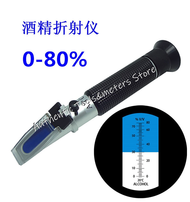 Hand-Held Refractometer Alcohol Meter Alcohol Level Meter 0-80% Liquor Alcohol Level Meter