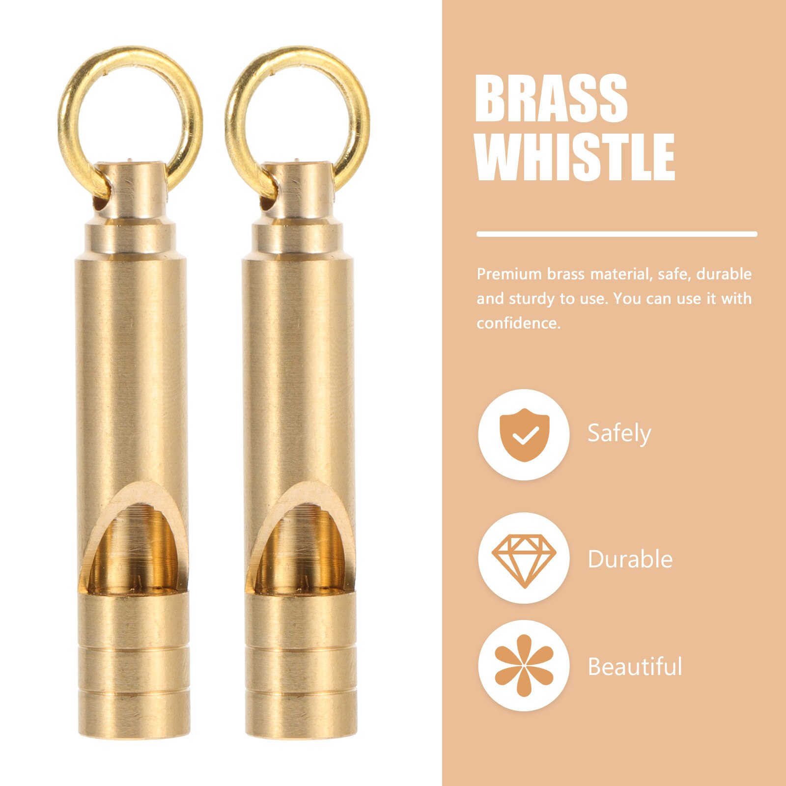 2Pcs Brass Whistle First Aid Whistle Metal Whistle Pendant Outdoor High Pitch Whistle