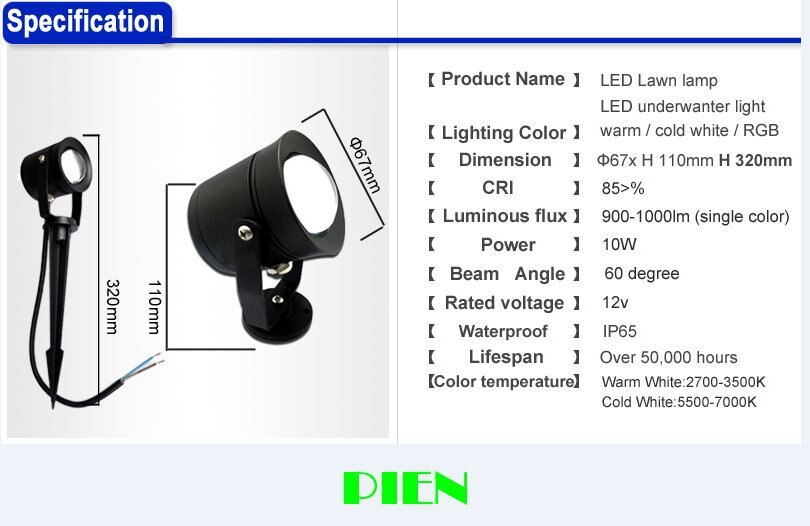 Luces de jardín led RGB de 12V 220V 110V 10W 7W 6W 5W 3W lámpara de foco para exteriores para jardín de césped impermeable de aluminio fundido