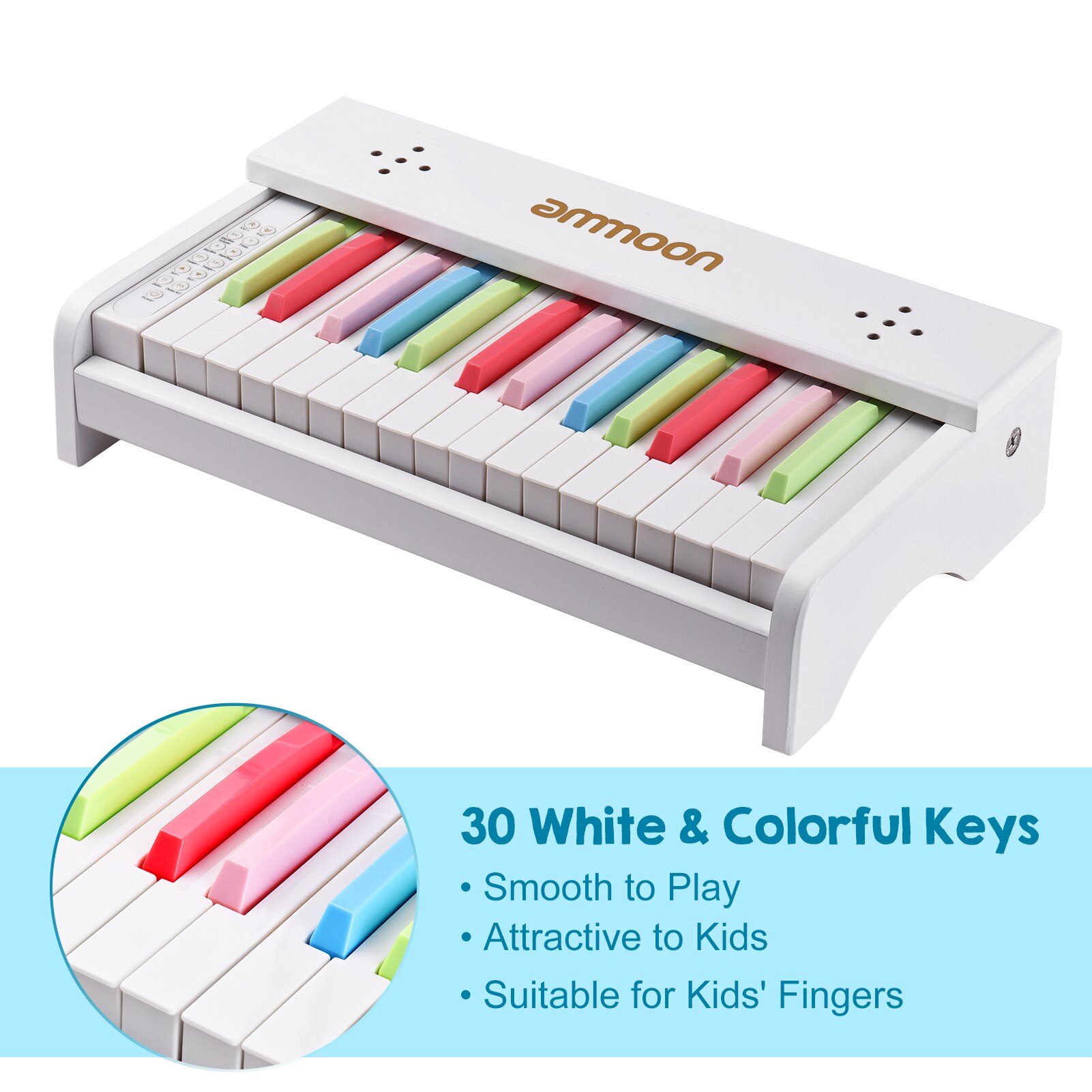 Hape Piano Droit Électronique Noir en Bois - Piano en Bois 30 Touches